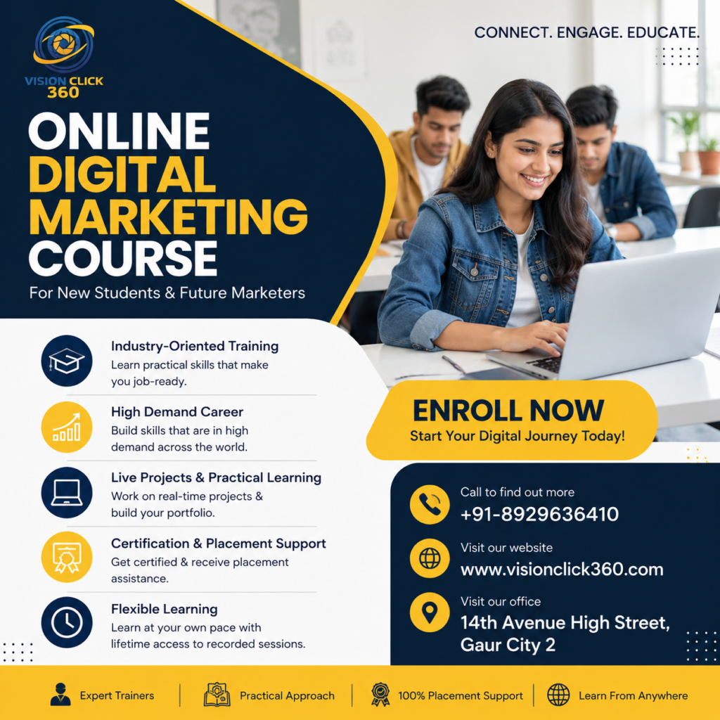 Online Digital Marketing Courses 100% lead growth for Gaur City business by VisionClick 360